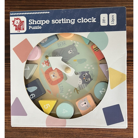 LEO & FRIENDS Shape Sorting Clock - Removable Number Blocks Educational Toy NEW - Picture 6 of 8